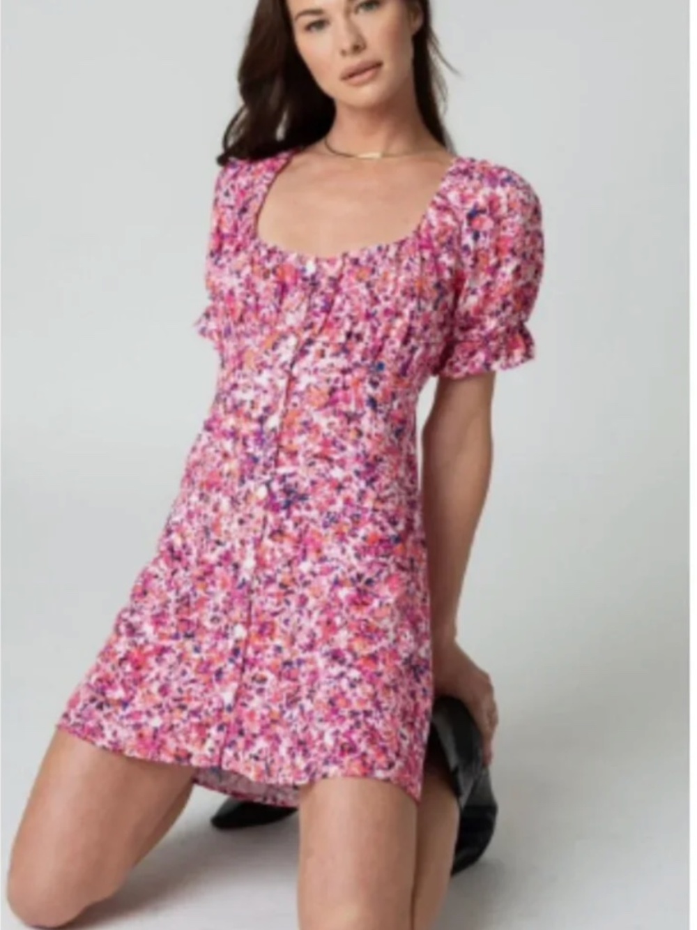 Stillwater‎ Puff Sleeve Floral Round Neck Mini Dress, NWT, size small